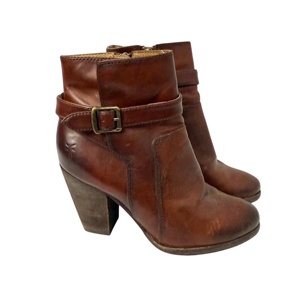 Frye Patty Riding Boots Womens Size 6.5 Brown Leather Western Booties Side Zip
